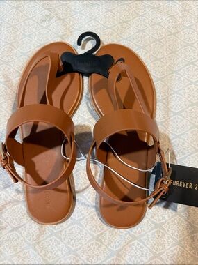 Forever 21 Brown Strappy Flat Sandals